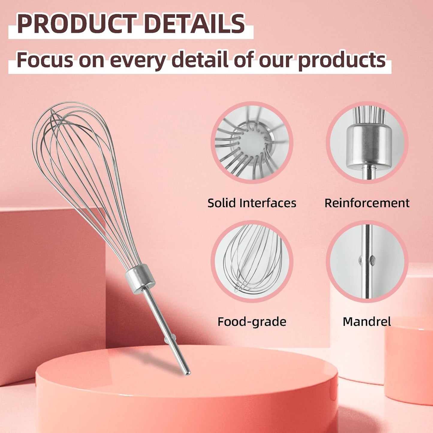 KHMPW Hand Mixer Whisk Attachments, Stainless Steel Replacement for KHM3, KHM5, KHM7, KHM9, KHM926, KHM7210