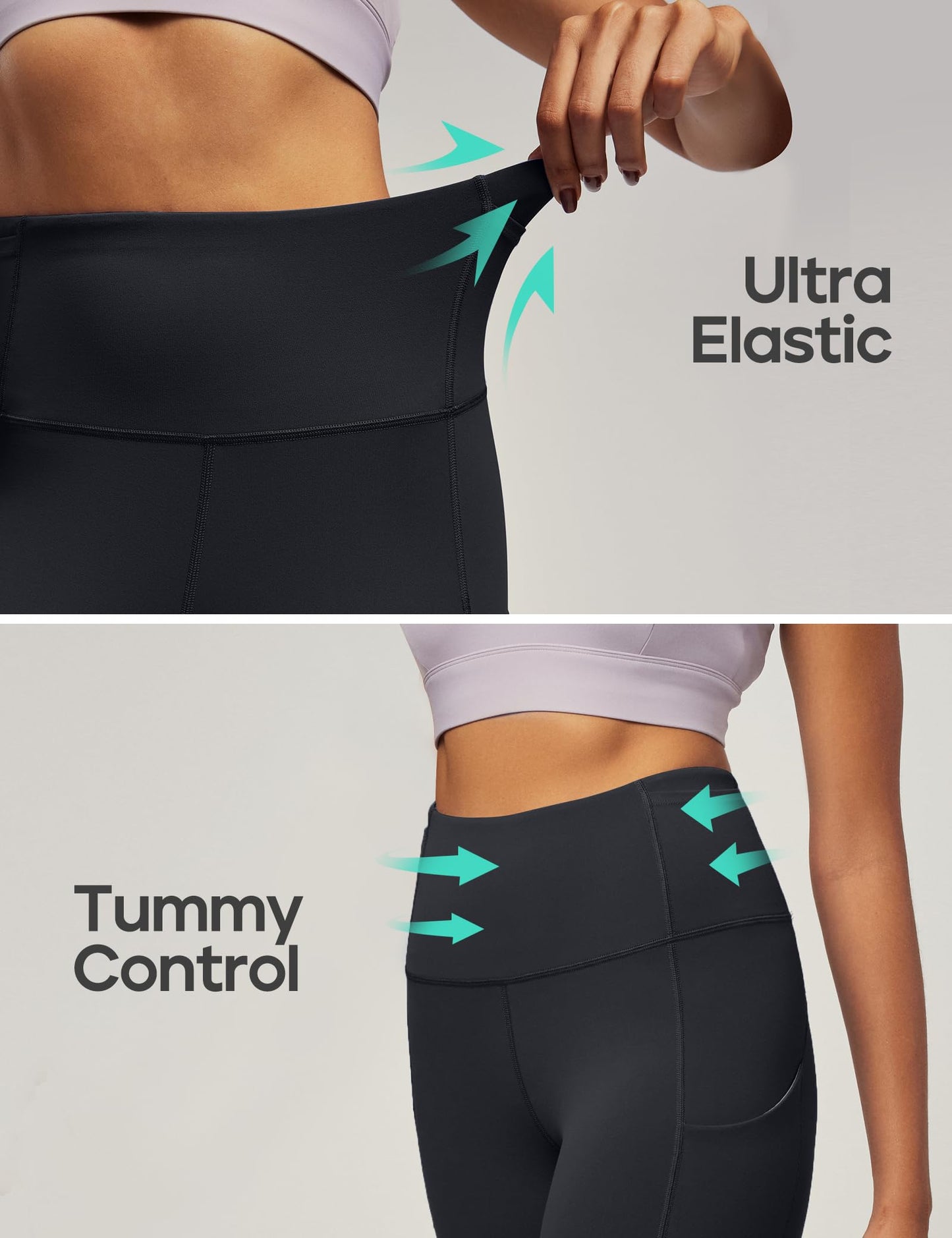 IUGA Leggings with Pockets for Women High Waisted Yoga Pants Women Leggings for Women Tummy Control Workout Compression Leggings Black