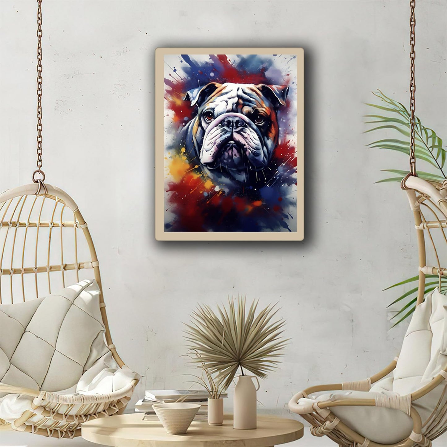 YUINJP Bulldog Diamond Painting Kits, Bulldog Dog Diamond Art Kits for Adults, DIY 5D Round Full Drill Gem Art Kit, Crystal Arts Crafts Home Wall Decor Gift 30x40cm