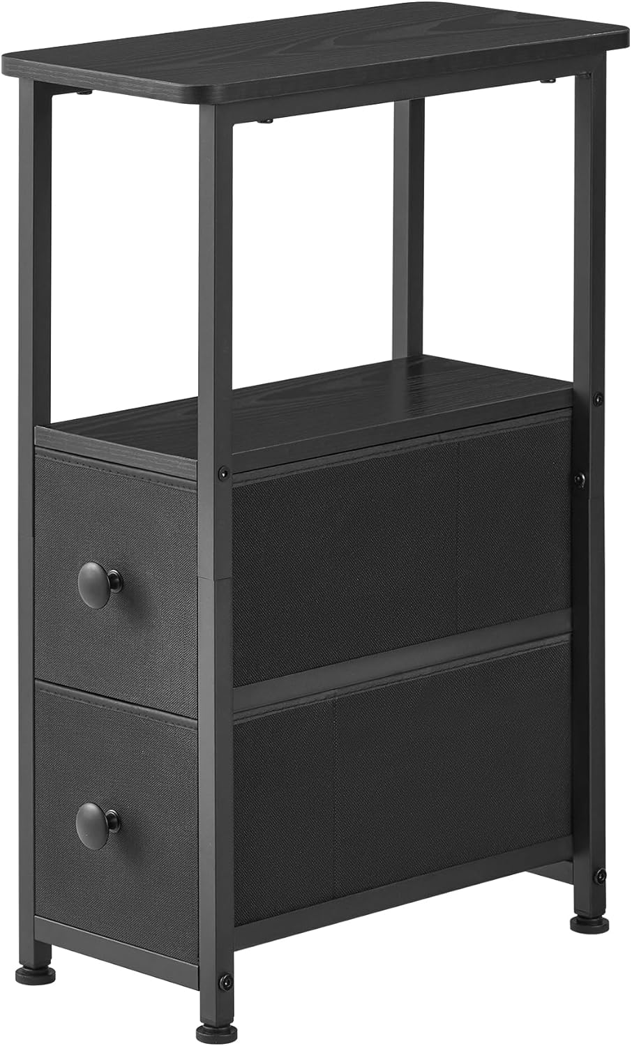 DALEMHOME 2 HKET1200BK End Table, Narrow Side Table with Fabric Drawers, Slim Nightstand, Small Bedside Table