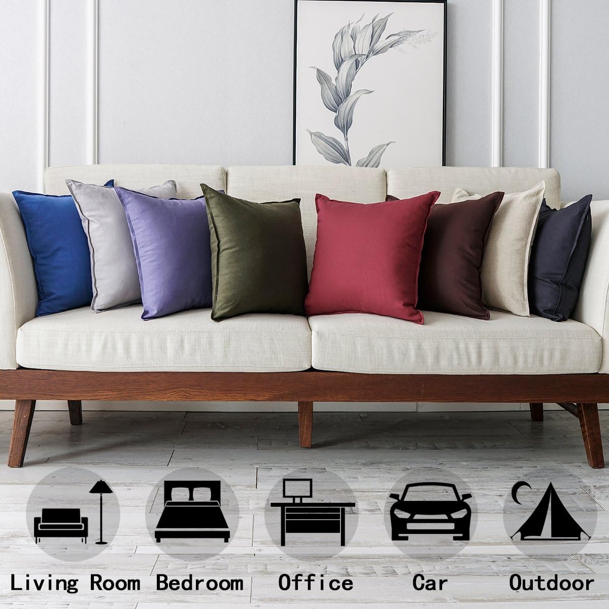 26"x26" (65 65cm), Jeanerlor Decorative Cotton Linen Couch Throw Pillow Case Yellow for Sofa Durable Classy