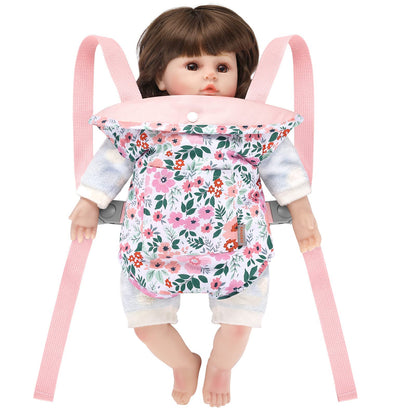 GAGAKU Baby Doll Carrier for Toddlers Doll Carrier for Little Girls Toy Baby Carrier for Kids Reborn Baby Doll Accessories - Pink (Leaf)