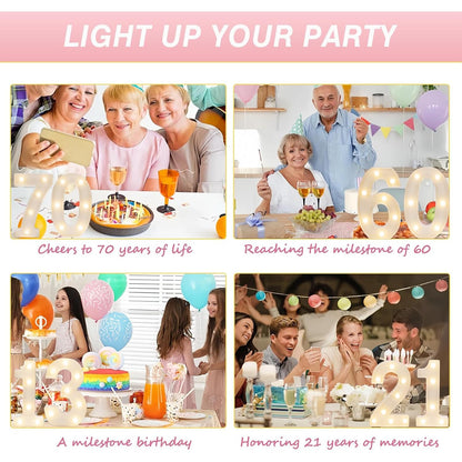 SKYPHAROS LED 40 Marquee Light Up Numbers, 40th Birthday Decorations for Women Men, Warm White Small 40 Marquee Letter Lights for 40th Birthday Party Table, Wedding, Anniversary, Home Decor