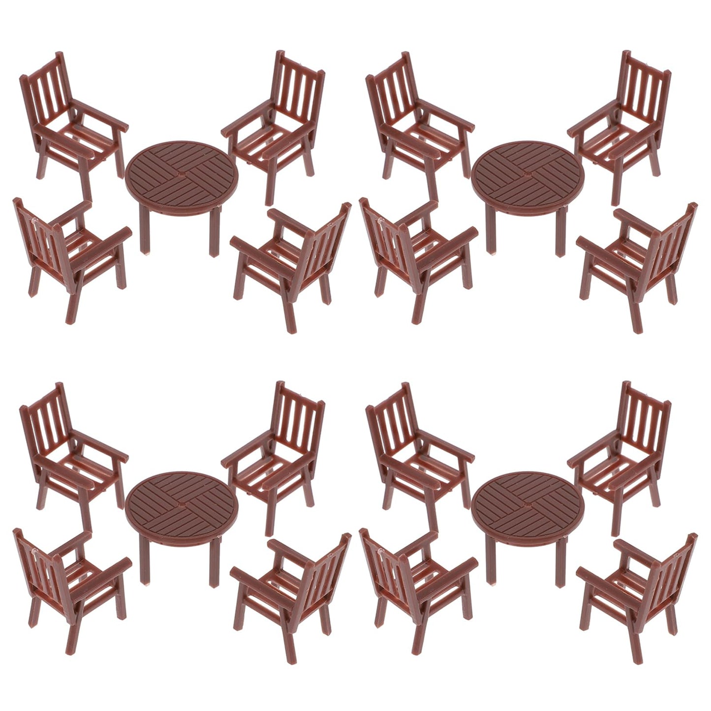 4 Sets Dollhouse Furniture - 1/50 Scale Miniature Dollhouse Table and Chairs Plastic Mini Dining Room Table Chairs for Fairy Garden Doll House Accessories