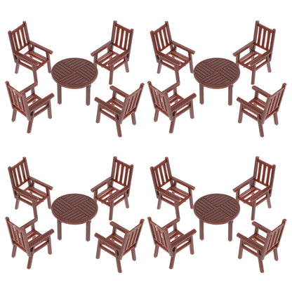 4 Sets Dollhouse Furniture - 1/50 Scale Miniature Dollhouse Table and Chairs Plastic Mini Dining Room Table Chairs for Fairy Garden Doll House Accessories