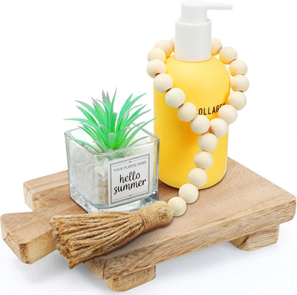 Counter Honeydak Wood Pedestal Riser Tray Soap Dispenser Stand for Kitchen Sink Wooden Holder for Bottles Plant Makeup