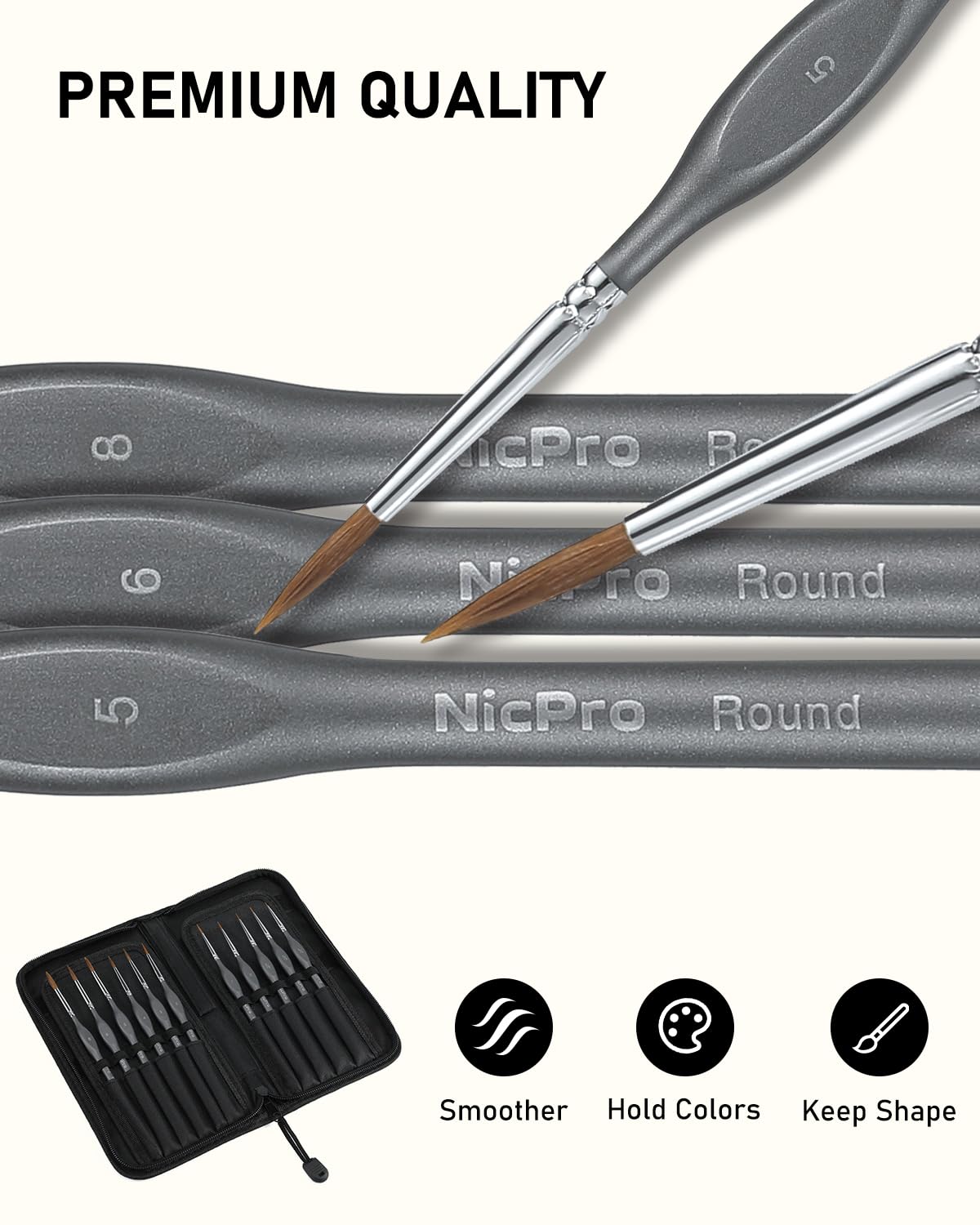 Nicpro Kolinsky Sable Miniature Paint Brushes, 11PCS Fine Detail Paint Brushes for Acrylic Watercolor, Models, Small Fine Detail Paint Brush Set for Mini Paints - Thin Artist Kit with Nylon Holder