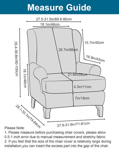 2 Chair,A21 CRFATOP Waterproof Wing Chair Slipcovers Piece Stretch Wingback Chair Cover Spandex Fabric Wingback