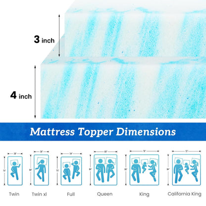 Sweetcrispy Memory Foam Mattress Topper - 4 Inch Thick Gel Infused Cooling Pad for California King Bed | CertiPUR US Certified, Ventilated & Breathable