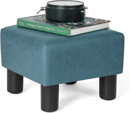 13" Homebeez Small Footstool Leathaire Fabric Ottoman Footrest Modern Home Living Room Bedroom Square Stool with Padded