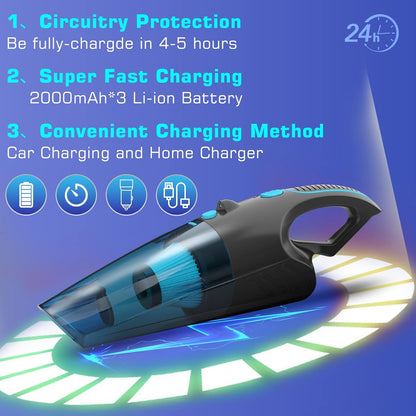 Handheld Vacuum Cordless Upgrade 10000PA, Mini Vacuum with LED Light for Home, Car, and Pet Hair Cleaning