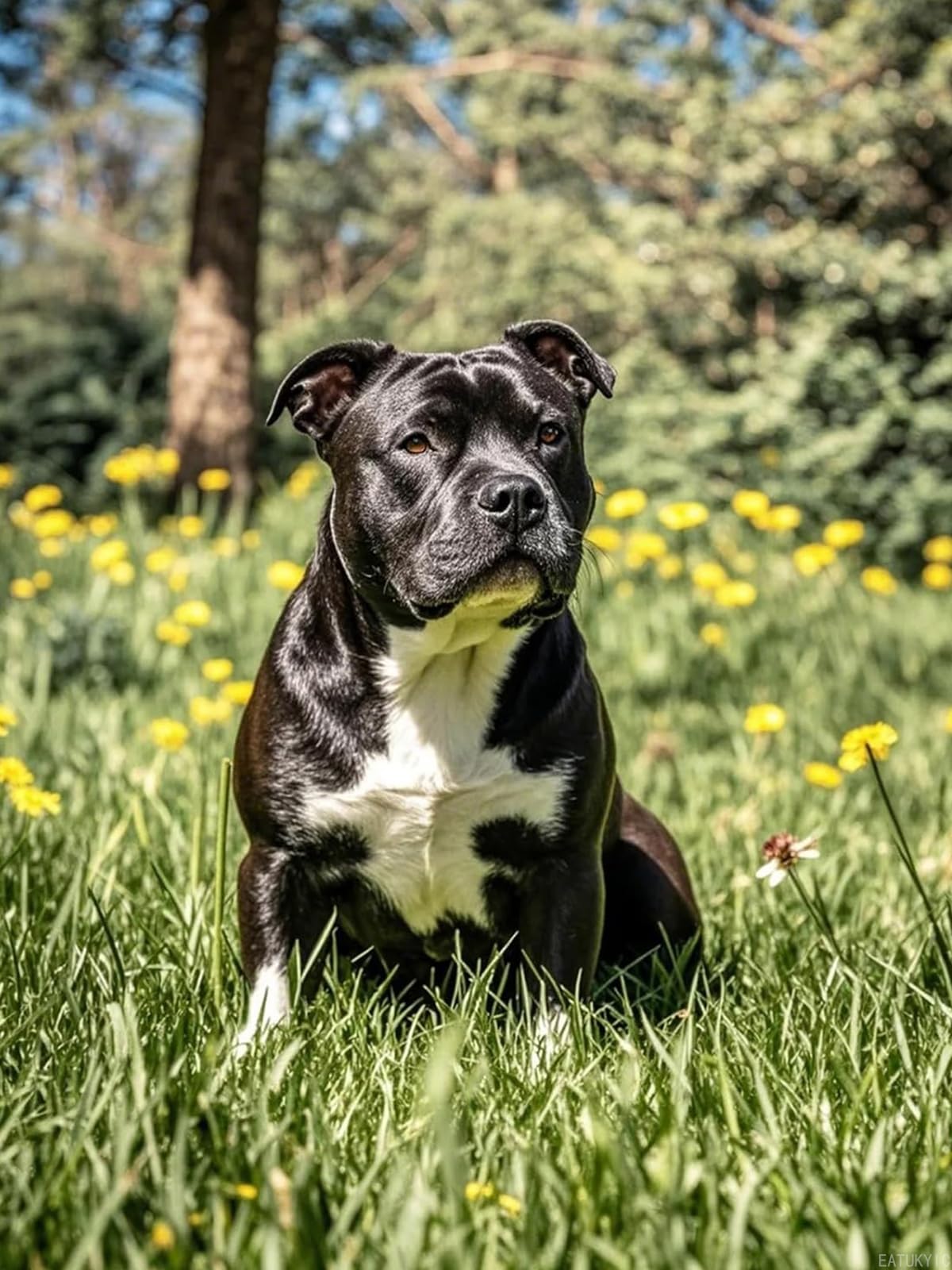 EATUKYIC Black Staffordshire Bull Terrier Diamond Painting DIY Kits 5D Diamond Art Full Round Drill Beads by Number Stitch Handmade Arts and Crafts for Living Room Home Wall Decor 12x16 inch/30x40cm