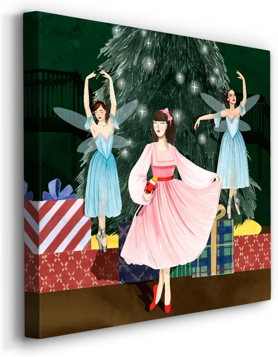 Renditions Gallery Fantasy Canvas Artwork - Beach House Decor, Lady Fairy Christmas Nutcracker Modern Paintings