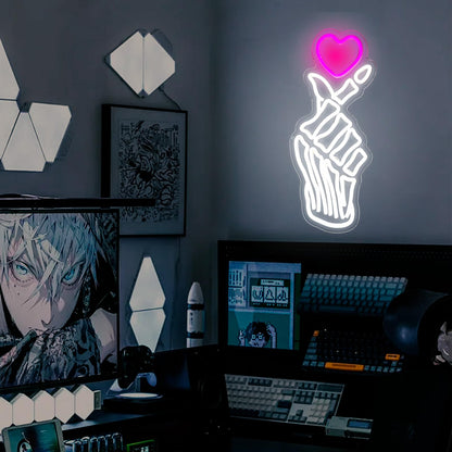 Love Heart Skull Neon Signs, USB Powered Dimmable Led Neon Lights for Home Wall Decor Man Cave Gaming Room Bar Party Birthday Gifts