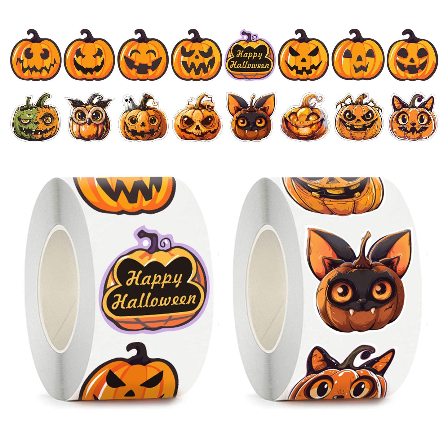 Thanksgiving Stickers for Kids,1000pcs Thanksgiving Character Stickers with 16 Patterns of Pumpkin, Use for Decorating Party, Envelope Seals Label and Candy Bags Sealing