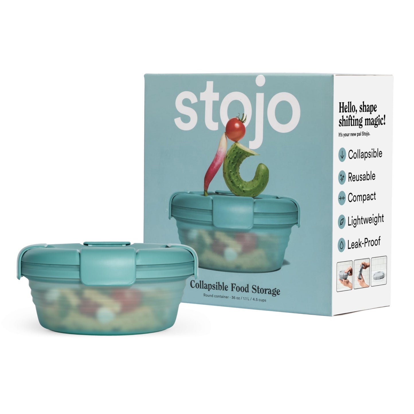 STOJO Collapsible Bowl - Translucent Denim Blue, 36oz - Reusable Silicone Bowl for Hot and Cold Food - Perfect for Travel, Meal Prep, To-Go Lunch, Camping & Hiking - Microwave & Dishwasher Safe