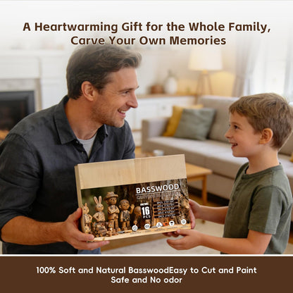 Basswood Carving Blocks: 16 Pieces in 5 Sizes with Oversized Blanks | Soft, Versatile Wood Blocks for All Your Whittling and Craft Projects ﻿
