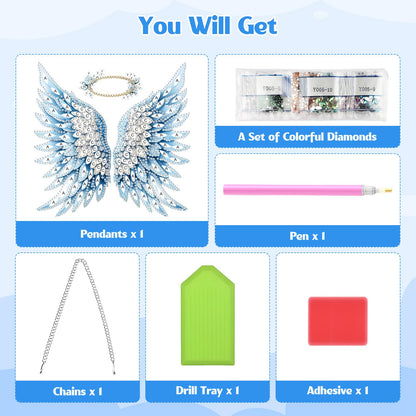 GHHKUD Wings Diamond Art Hanging Kit for Adults, DIY Double Sided Diamond Painting Hanging Kits Adults, Special Shaped Acrylic Ornaments Pendants for Window Home Garden Wall