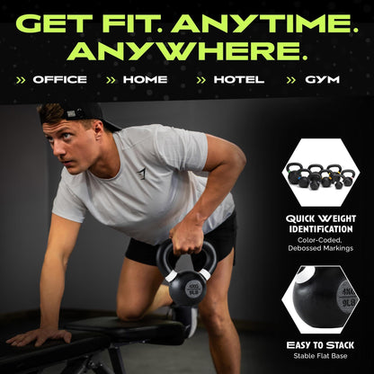 Rage Fitness Single Cast Iron Kettlebell | Powder Coated - Wide Handle Weights for Core & Glute Workouts; Swings, Squats, Deadlifts; Strength, Endurance & Flexibility for Men & Women