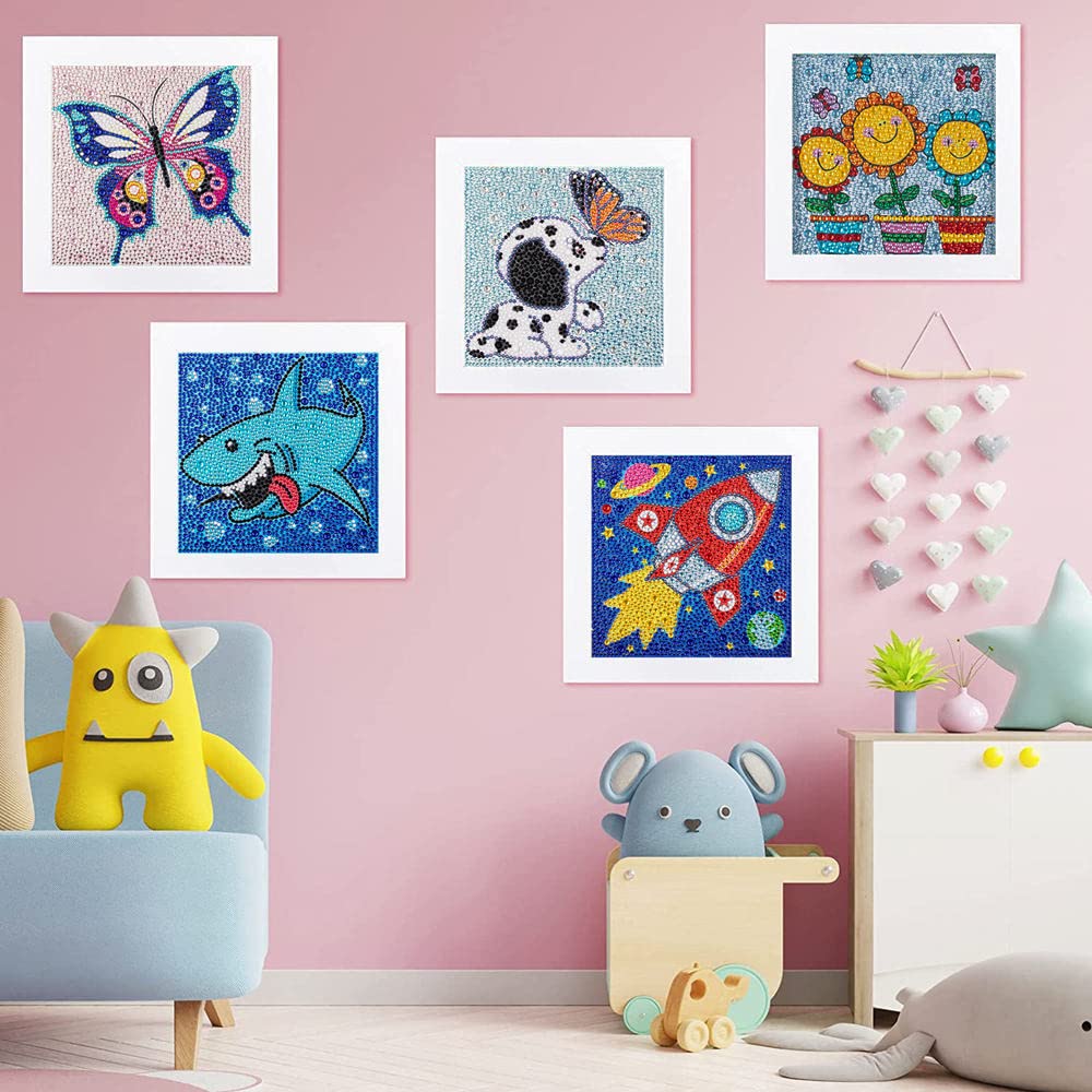 HUBENDMC 9 Pack 5D Diamond Painting Kits Cute Full Drill DIY Gem Arts and Crafts for Beginners Kids Ages 8-12 Diamond Dots for Home Wall Decor 6X6 inch