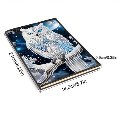 JISHSHAY 2 PCS Diamond Painting Notebook Journal Diamond Art Note Book Gem Art Sketchbook Gem Painting Diary Mosaic Kits for Adults Leather Notebook with Special Shape 14.5×21cm/5.7×8.26in Owl Horse