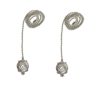 Royal Designs, Inc. FP-1036-CH-2 Adjustable Ceiling Fan Pull Chain Extension with All Seeing Owl Ornament, 24 inch, Chrome, 2-Pack