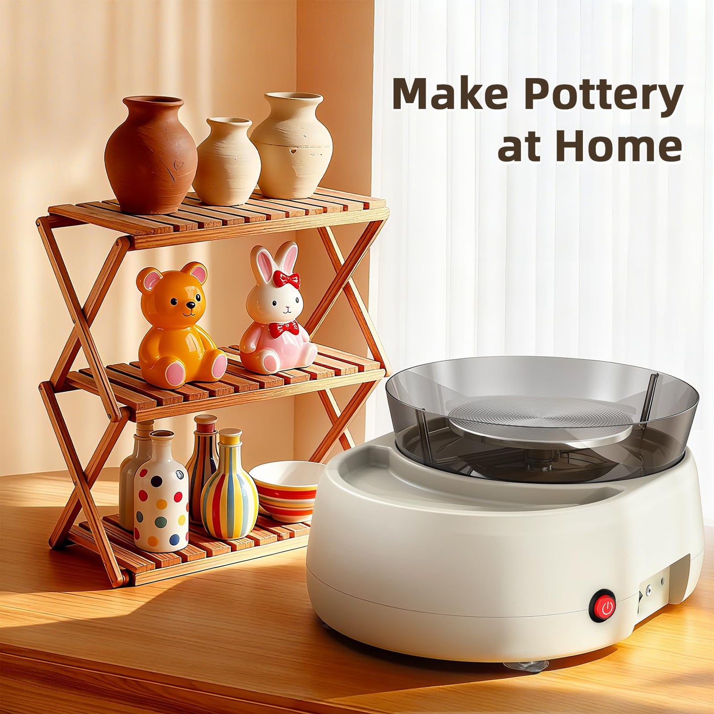 Pottery Wheel for Beginners - Upgraded Pottery Wheel with 6" Turntable with Two-Way Rotation, 2.2lb Clay, Art Supplies Sculpting Tools, Craft Gifts for Teens Kids Adults (Grey)