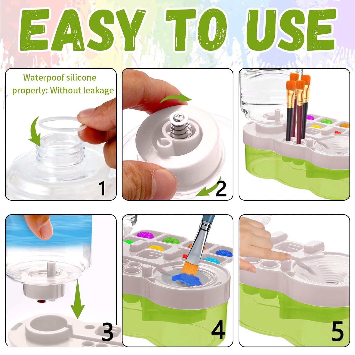 JEChrochen 2026 Upgraded Paint Brush Cleaner Tool,Brush Rinser Cup Painting Running Water Circulation Art Supplies for Acrylic,Watercolor and Water Based Creative Gift for Adult Artist Beginners Kids
