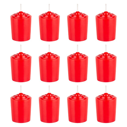 Mega Candles 12 pcs Unscented Red Votive Candles, Hand Poured Wax Candle 15 Hours 1.5 Inch x 2.25 Inch, Home Décor, Wedding Receptions, Centerpieces, Occasions, Events, Meditations, Holders