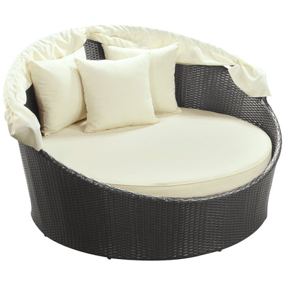 Modway Siesta Wicker Rattan Outdoor Patio Canopy Daybed in Espresso White