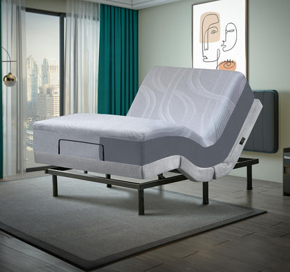 Premium King Adjustable Bed with 14 Inch Prime Gel Memory Foam Mattress, Massage, Zero Gravity, Anti-Snore, Programmable Memory Positions, USB, Underbed Lighting, Zero Clearance