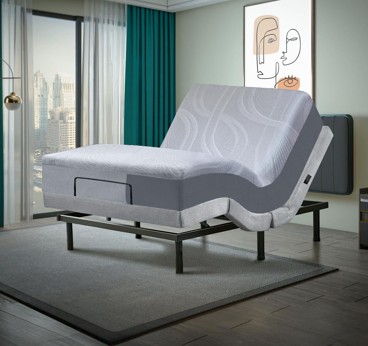 Premium Full Adjustable Bed with 14 Inch Prime Gel Memory Foam Mattress, Massage, Zero Gravity, Anti-Snore, Programmable Memory Positions, USB, Underbed Lighting, Zero Clearance