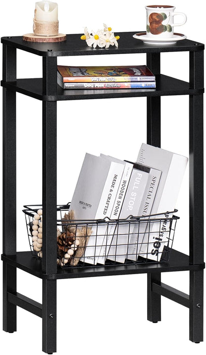 3-Tier YUFAM Side Table End Table Tall Night Stand for Living Room Bedroom Bathroom Office Furniture Black