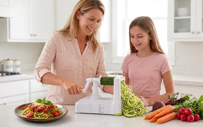 Brieftons 10-Blade Vegetable Spiralizer: Zucchini Spiral Slicer & Veggie Noodle Maker, Japanese Steel Blades, Catch Container, Strong Suction Cup, Blade Caddy, 4 eBooks | Low Carb, Vegan, Gluten-Free
