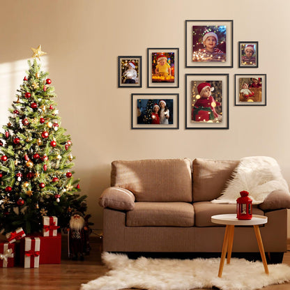 Egofine 11x14 Floating Frames Set of 2, Double Plexiglass Picture Frame, Made of Solid Wood Display Any Size Photo up to 11x14, Wall Mount or Tabletop Standing, Faded Black