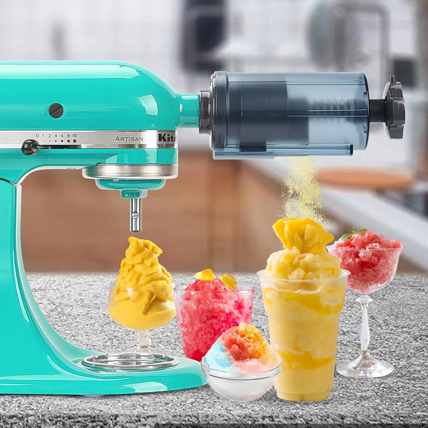 Aien 8 Shave Ice Attachment for KitchenAid Stand Mixer,with Molds Shave Ice Attachment for KitchenAid Stand Mixers, Ice