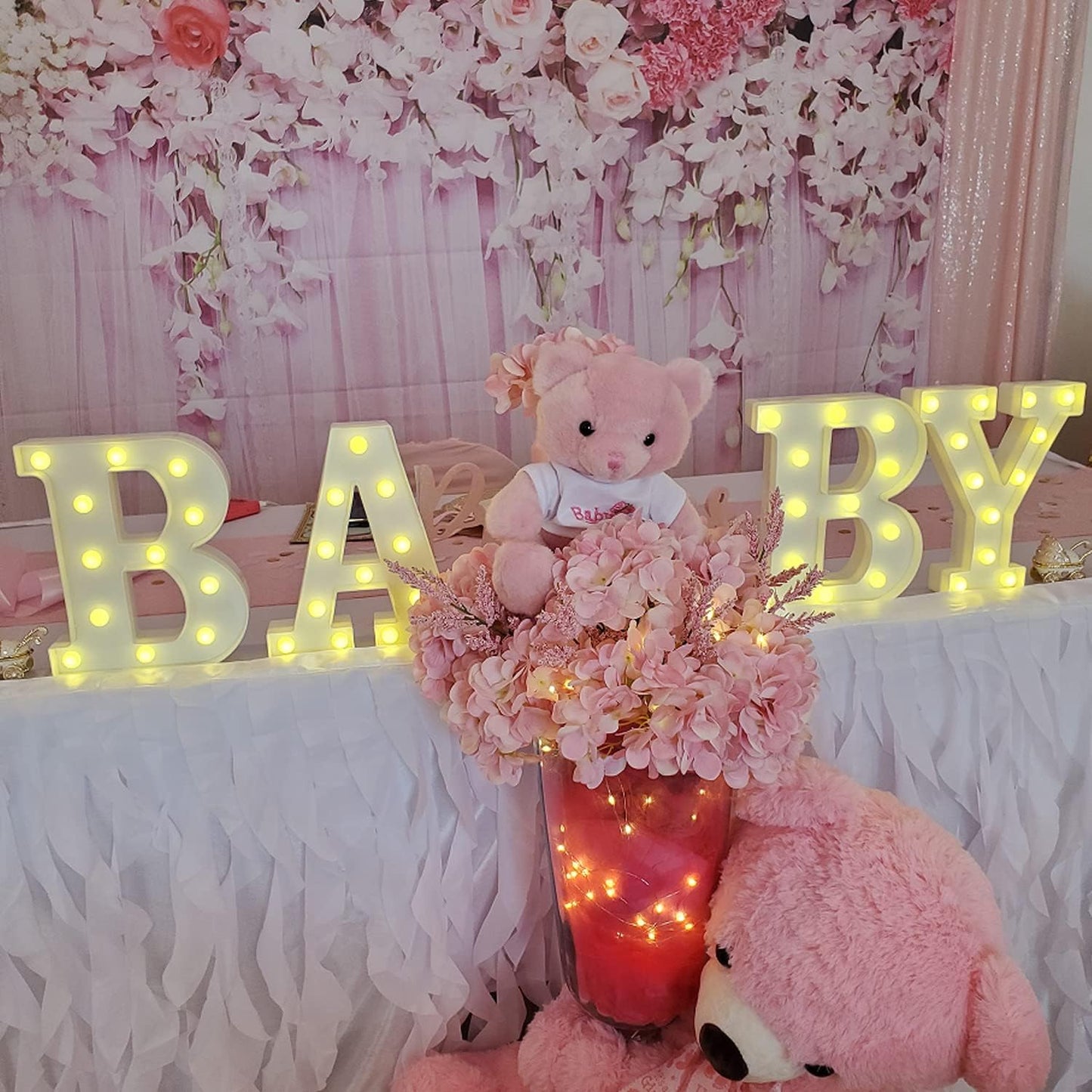 ZUOKEMY 4 LED Baby Marquee Logo Light, Warm White Glowing Letters Perfect for Baby Shower Party, Birthday Party, Home Bedroom Nursery Table Wall Decor
