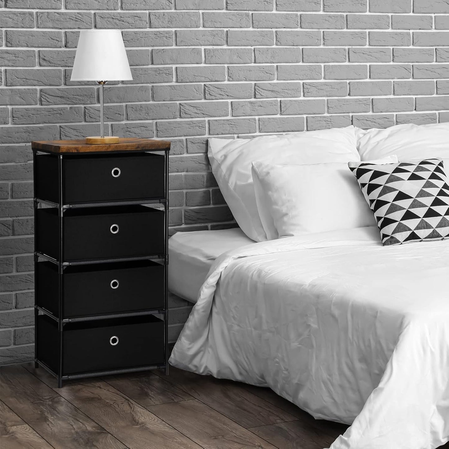 HAITRAL Fabric Storage Chest, 4 Drawer Clothes Organizer Unit for Closet, Easy Assembly Dresser for Bedroom, Hallway,