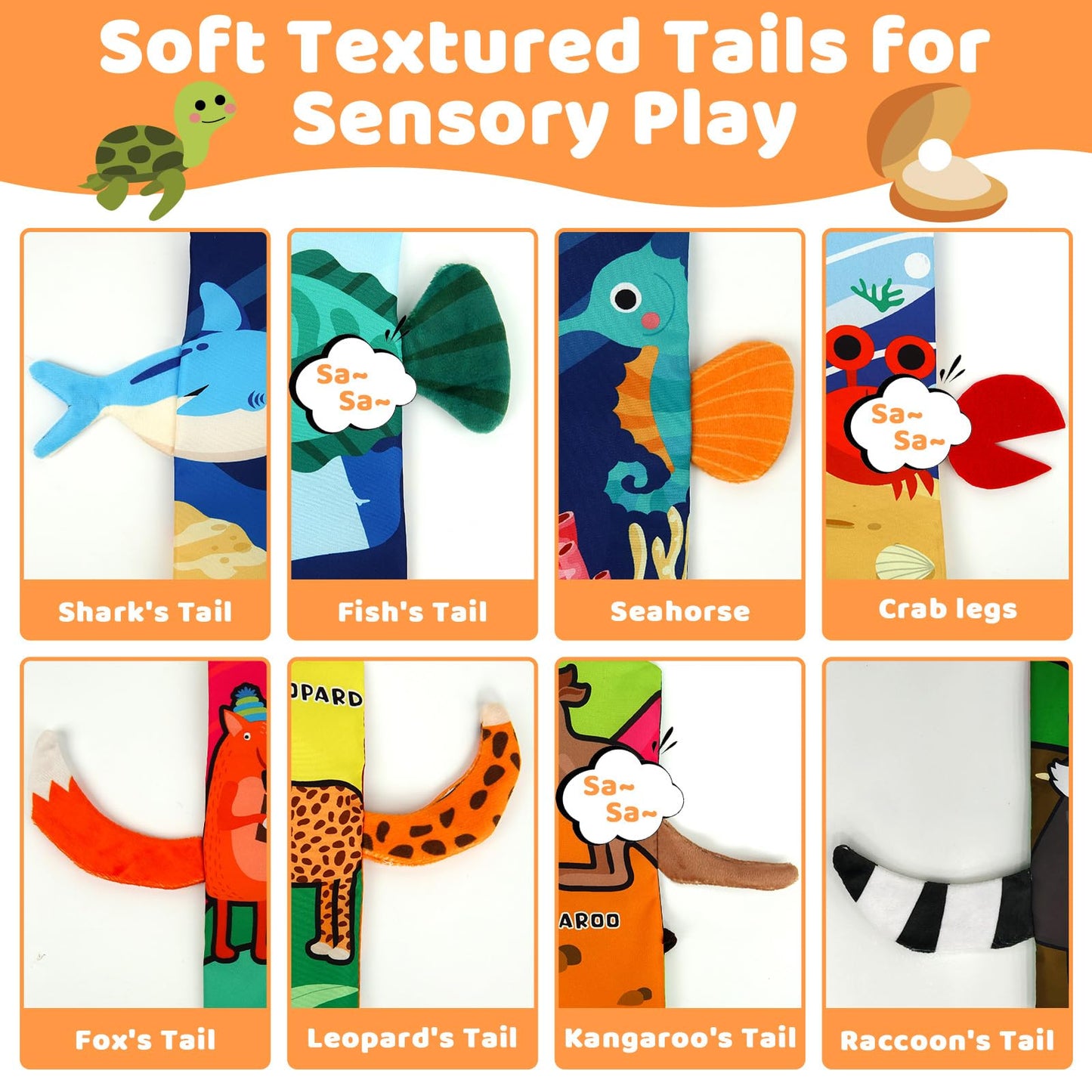 YOGINGO 2PCS Baby Books - Montessori Toys Cute Animal Theme Baby Cloth Books 6 to 12 Months, Soft Stuffed High Contrast Crinkle Infant Sensory Toys, Boys&Girls Kids Early Learning Gifts