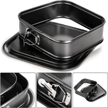 SOUJOY Set of 2 Springform Cake Pan, Non-stick Square Cheesecake Pan with Removable Bottom