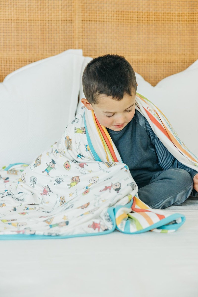 Copper Pearl Jumbo Premium Knit 3 Layer Stretchy Throw Blanket 'CoComelon Friends'