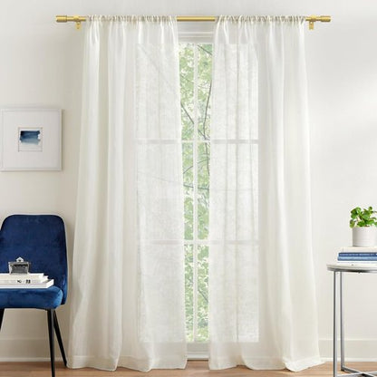 GXOACKJ Gold Curtain Rods - Adjustable 28-48 Inches | 5/8 Inch Set with Brackets for Bedroom & Living Room