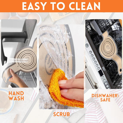 3 Set Grey Large Silicone Bread Sling, Oval and Round for Dutch Oven, Non-Stick and Easy to Clean