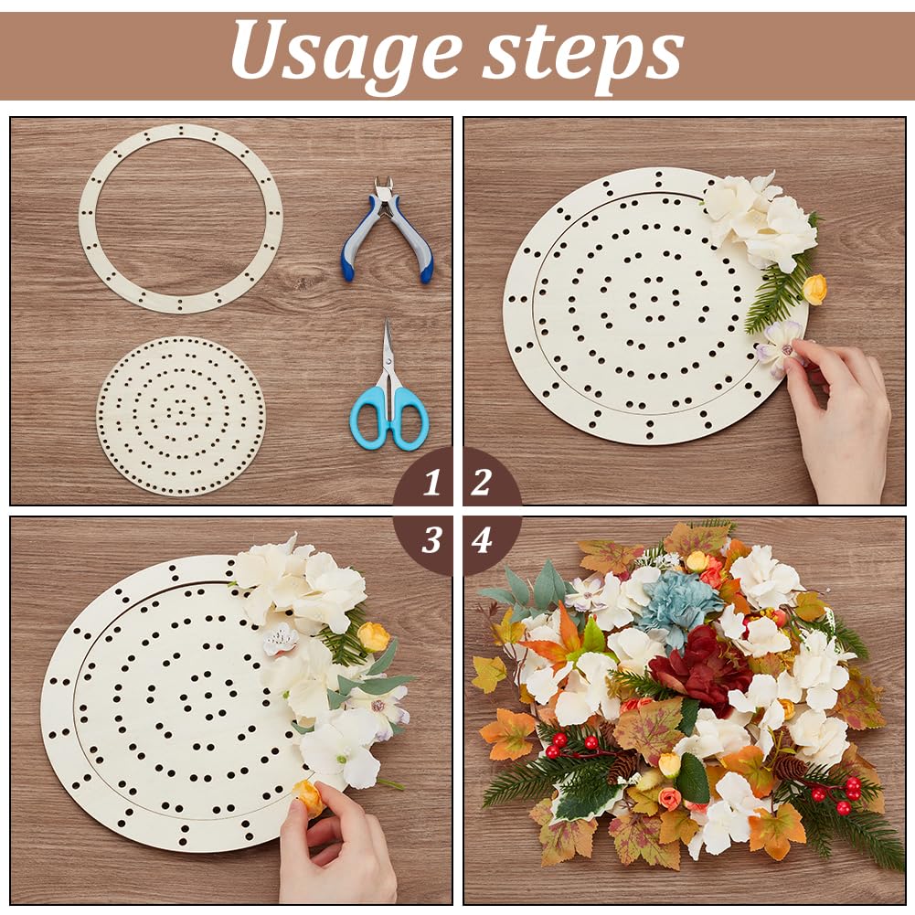 FINGERINSPIRE 4 Styles Wooden Wreath Frames for Craft Circular Wooden Wreath Boards Christmas Tree Shaped Macrame Flower Boards for Mesh Wreath Form Bow Shaped DIY Wreath Decor Supplies for Christmas