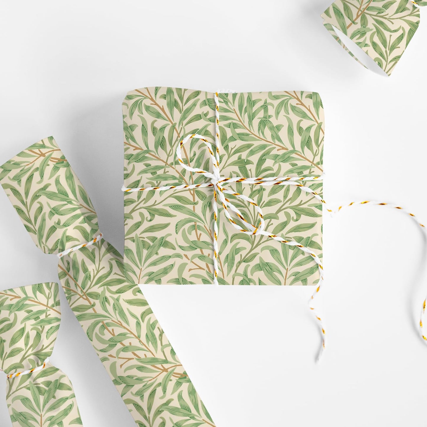 FYSUIMU William Morris Wrapping Paper - Mini Roll - 17 In x 32.8 Ft Greenery Leaves Gift Wrap Paper Botanical DIY Art Crafts Papers for Wedding Birthday Holiday Party Supplies