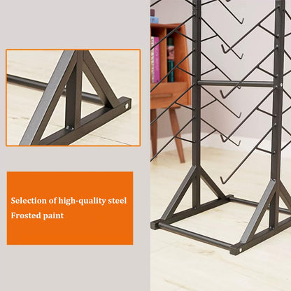 KOMFGT Metal Ceramic Tile Retail Display Rack,Wooden Floor Sample Holder Skirting Standing Slotted Flooring Display Shelf,Aluminum Gusset Skirting Sample Holder(Double-Sided18Pcs(Hookl305Mm))