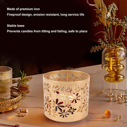 Metal Candle Holder Iron Hollow Out Round Decorative Lantern for Table Centerpiece, Fireplace, Home Decoration, Wedding and Party