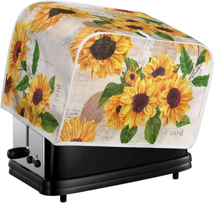 Sunflowers Print Kitchen Appliance Cover, 2 Slice Toaster Flower Accessories, Stain Resistant Coffee Maker Protector
