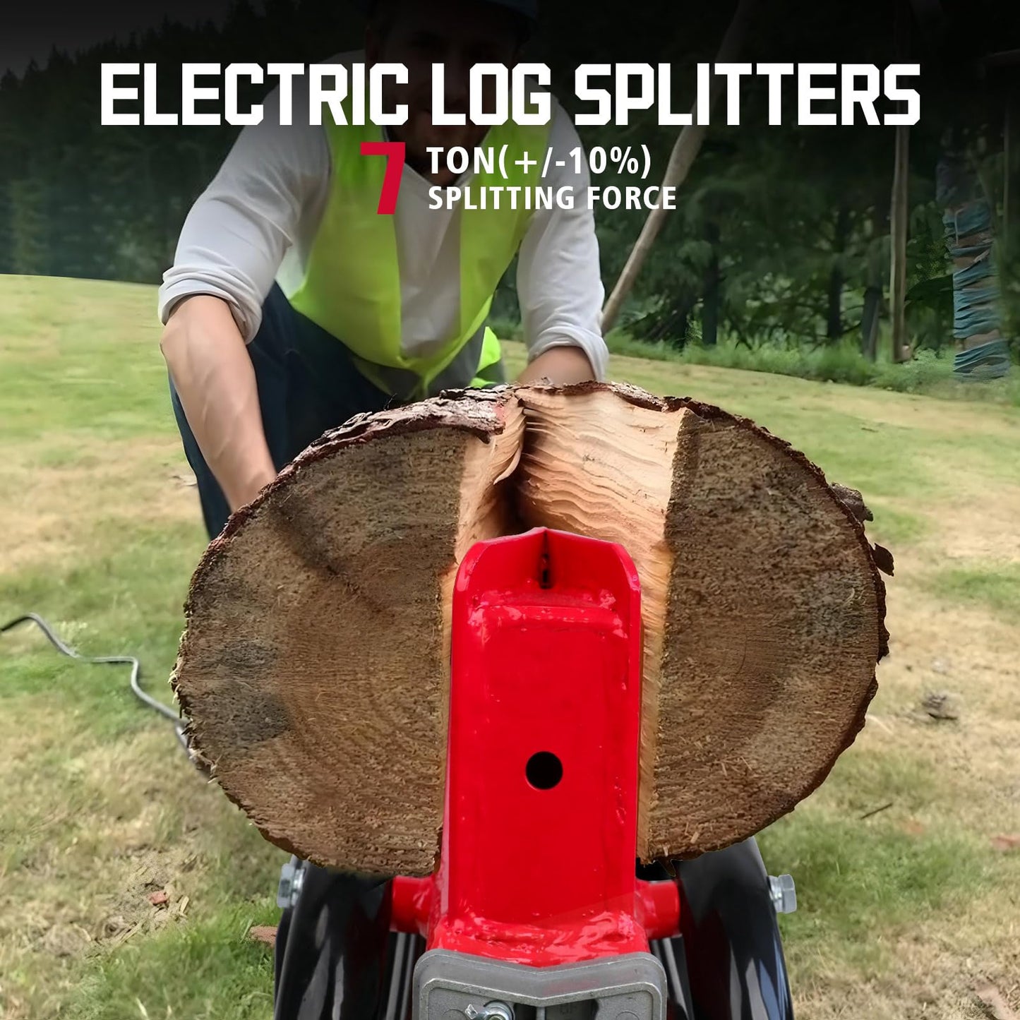 PowerSmart Electric Log Splitter & Wood Chipper 2-in-1 Bundle: 7-Ton Hydraulic Splitter for 20" Logs & 15-Amp Chipper for 1.77" Branches, Perfect Combo for Yard Cleanup & Firewood Making