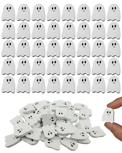 60 Pieces Wooden Ghost Mini Wood Figures Embellishment, 0.79×0.98 Inch Small Halloween Ghost Craft DIY Decorations, Wooden Ghost Embellishments for Party Favors, Scrapbooking, Halloween Home Décor